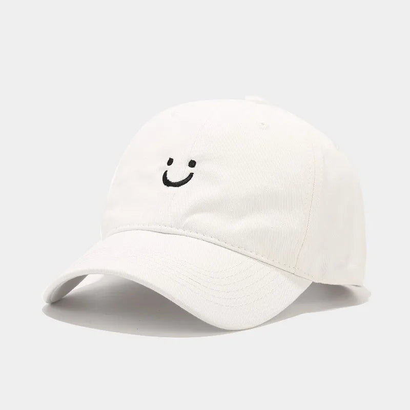 Soft Cotton Baseball Cap for Women Men Smile Face Embroidery