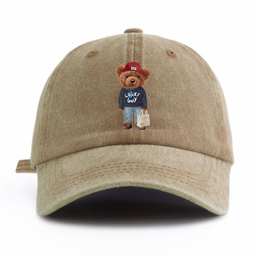 Tote-bag Bear Print Washed Baseball Cap For Adults