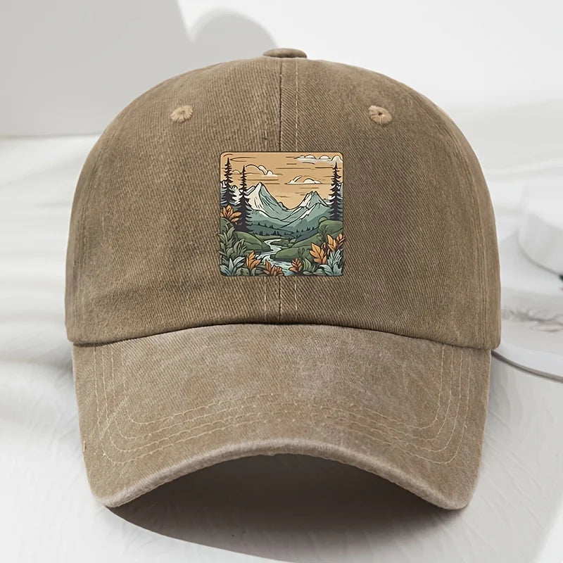 Baseball Cap Landscape Print Retro Men's And Women's Fashionable Outdoor Hat