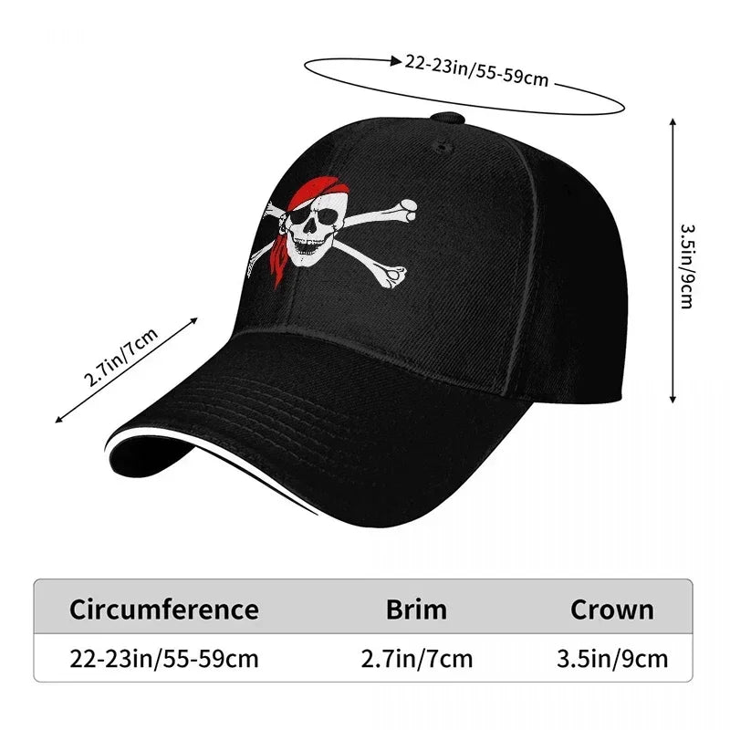 New Pirate Skull And Crossbones Design Black Baseball Cap