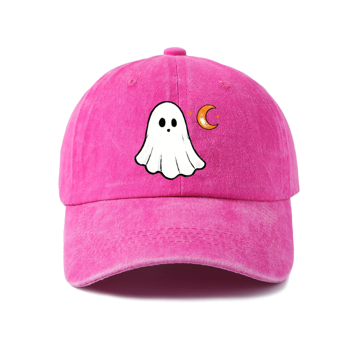 Ghost And Crescent Moon Graphic Baseball Cap