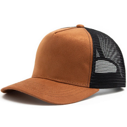 New Summer Suede Trucker Hat Men Mesh Baseball Cap
