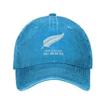 New Zealand All Blacks Unisex Baseball Cap Rugby Worldcup Sports Distressed Denim