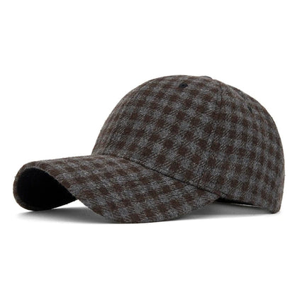 Hats For Men And Women New Classic Plaid Baseball Cap Hard-Brimmed Face-Slimming