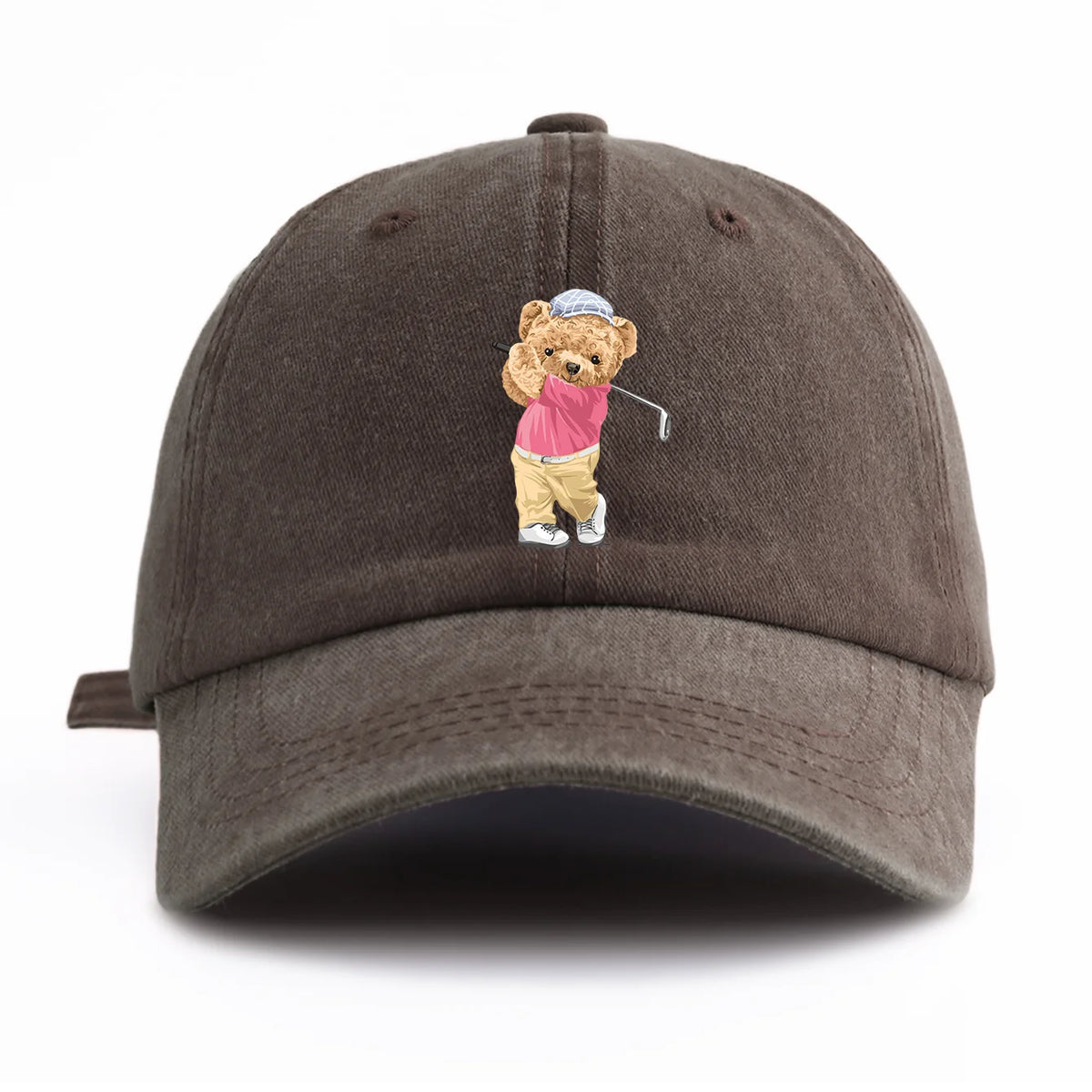 Golf Bear Graphic Print Baseball Cap