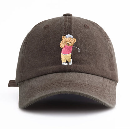 Golf Bear Graphic Print Baseball Cap