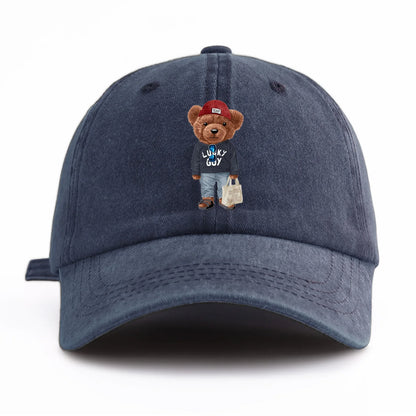 Tote-bag Bear Print Washed Baseball Cap For Adults