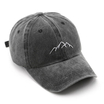Retro Washed Cotton Cap Unisex Mountain Embroidery Baseball Caps