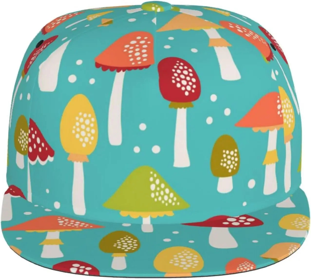 Mushrooms And Skull Flat Bill Visor Snapback Hat For Men Women