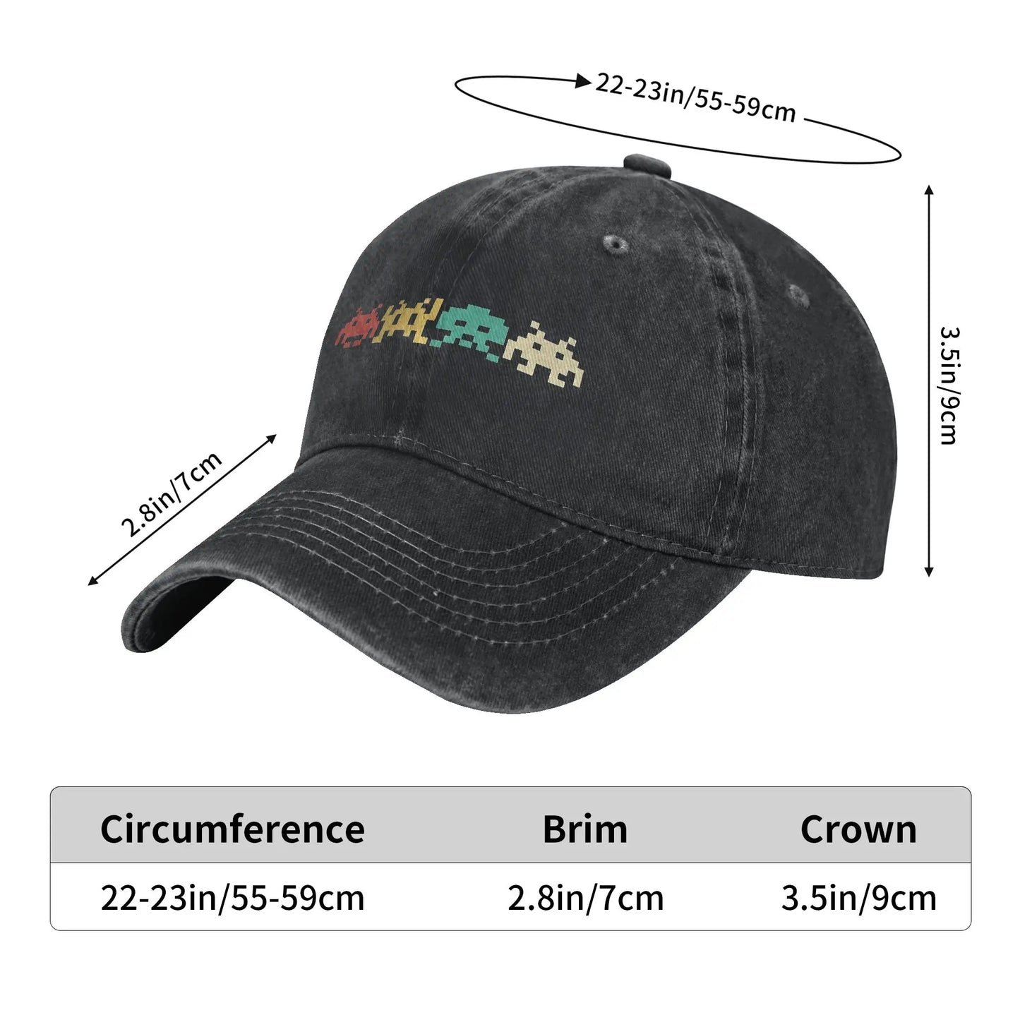 Fashion 80s Video Game Space Invaders Arcade Baseball Cap
