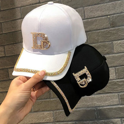 Fashion Diamond D Letter Baseball Cap