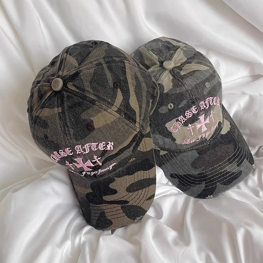 Retro Old Cross-Stitch Camouflage Baseball Cap For Men And Women
