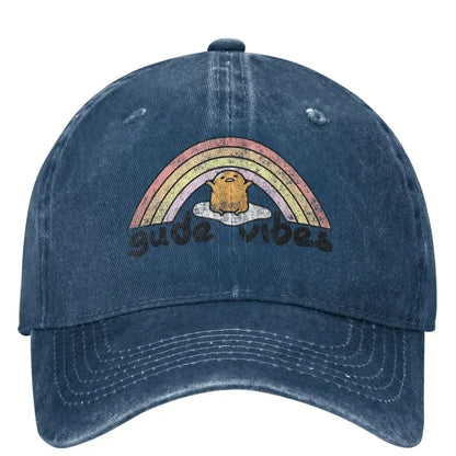 Gude Vibes Good Vibes Rainbow Washed Baseball Cap