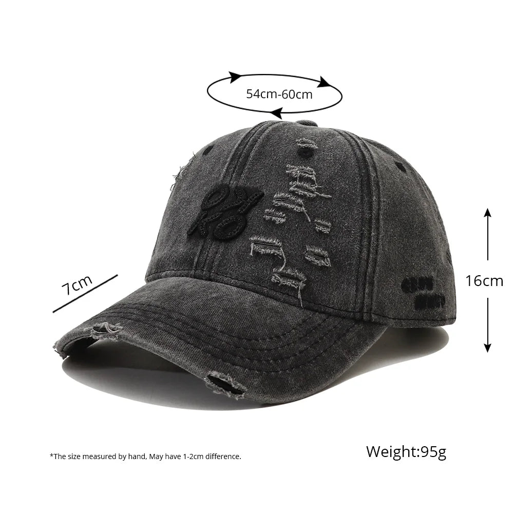 2025 New Retro Washed Cotton Baseball Cap Unisex Letter Embroidery Caps