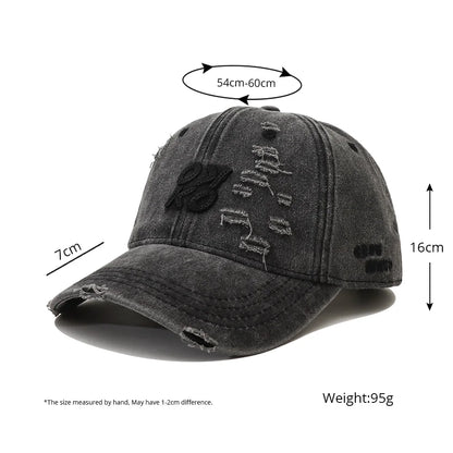 2025 New Retro Washed Cotton Baseball Cap Unisex Letter Embroidery Caps