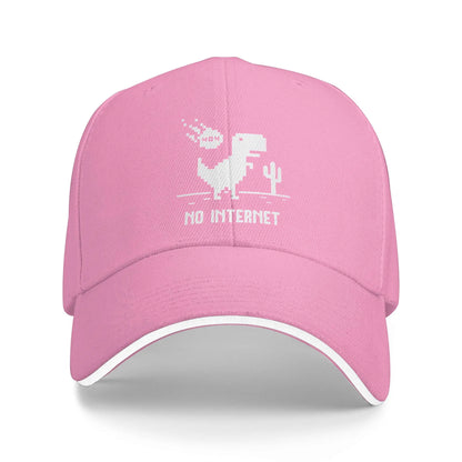 Baseball Cap Funny No Internet T Rex for Programmers Running Hippie