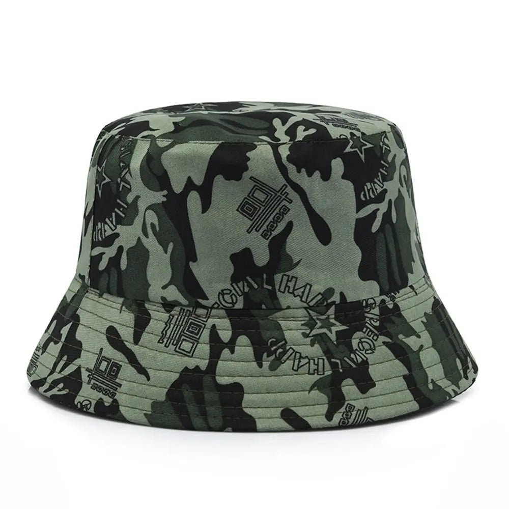 Camouflage Bucket Hat Wide Brim Visors Foldable Portable Women Men