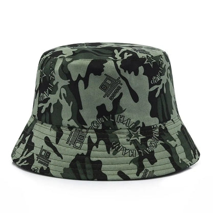 Camouflage Bucket Hat Wide Brim Visors Foldable Portable Women Men