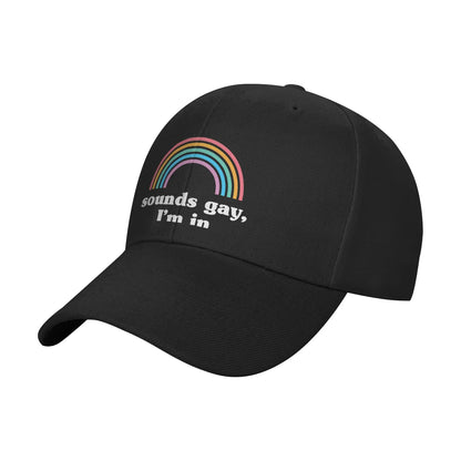 Fashion Sounds Gay I'm In LGBT Pride Rainbow Racerback Curved Brim Baseball Cap