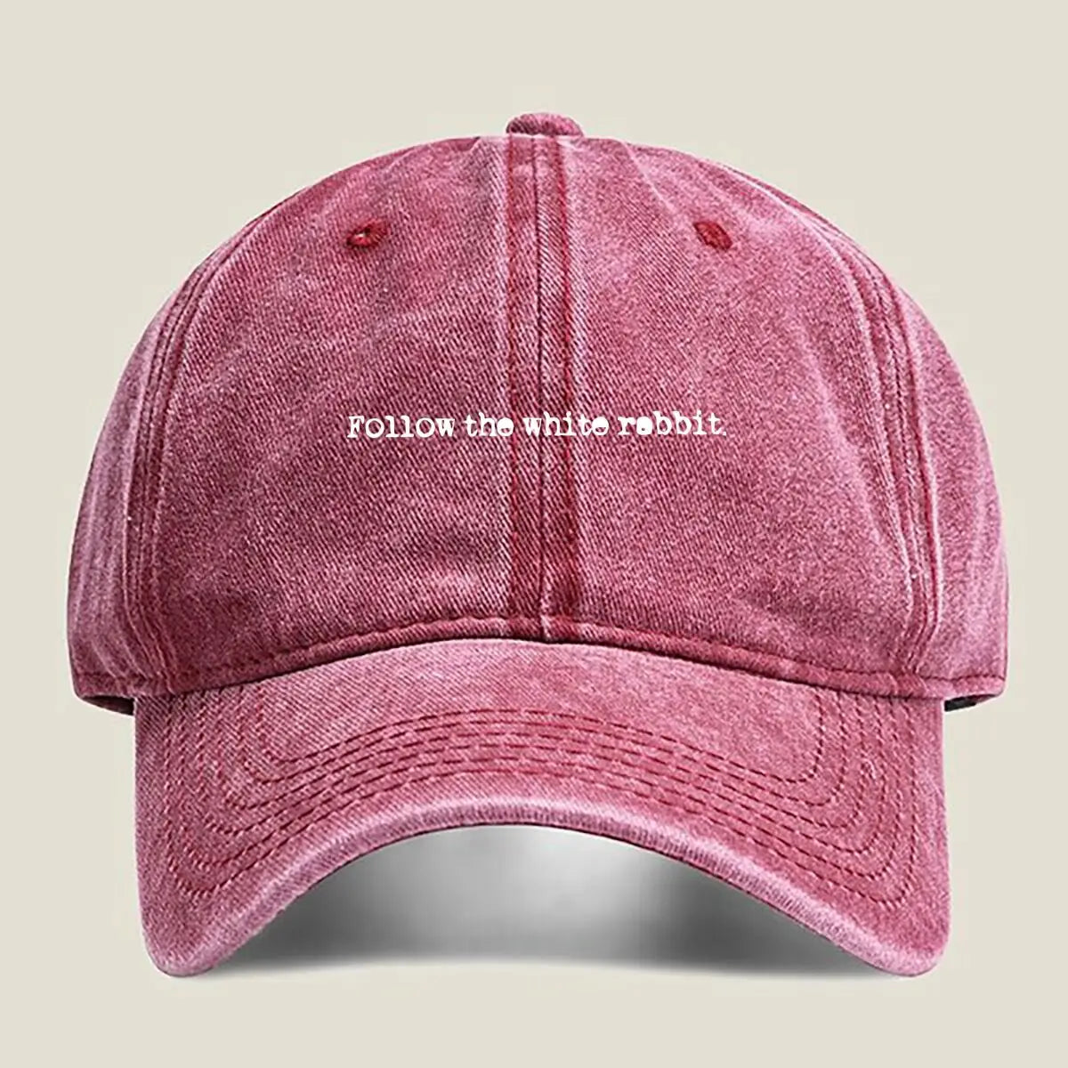 Follow the white rabbit Alice in Wonderland The Washed Baseball Cap