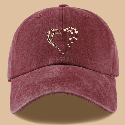 Leopard Print Heart Print Retro Casual Baseball Cap Suitable For Parties