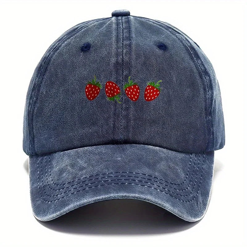 Strawberry Printed Baseball Cap, Fashionable Duckbill Cap for Both Men and Women