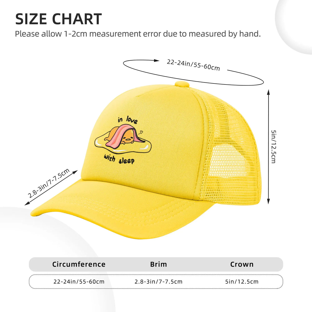Gudetama In Love With Sleep Lazy Cute Egg Baseball Caps
