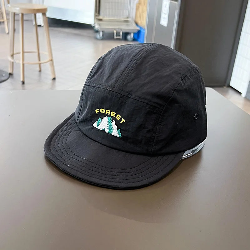 Short Brim Embroidery Baseball Cap