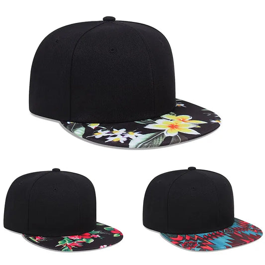 New Fashion Hip Hop Flower Hat Brim Colorful Pattern Baseball Cap Snapback Cap