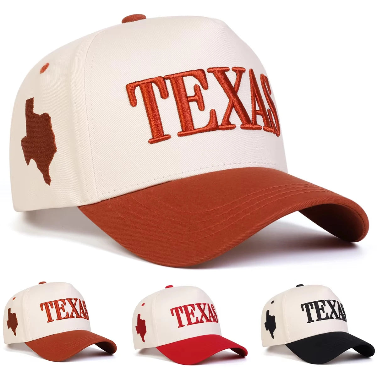 Unisex TEXAS Letter Embroidery Baseball Caps Sunscreen Hat Sports Cap