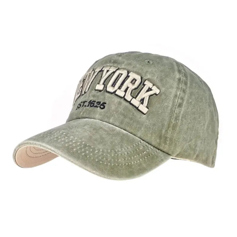 Spring And Autumn Washed Cloth Baseball Cap Embroidered Letters New York