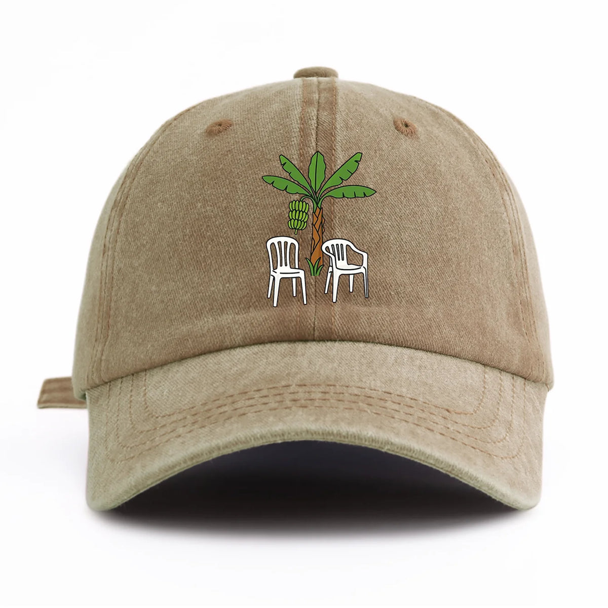 Chair And Tree Print Washed Baseball Cap