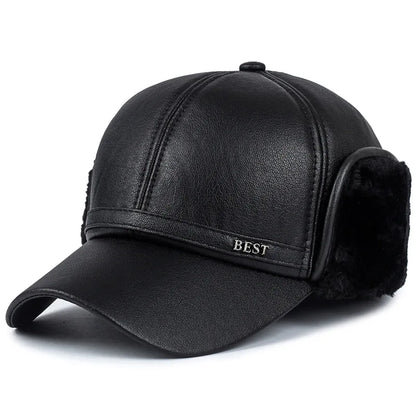 Winter New Men's Hat Imitation Leather Baseball Cap