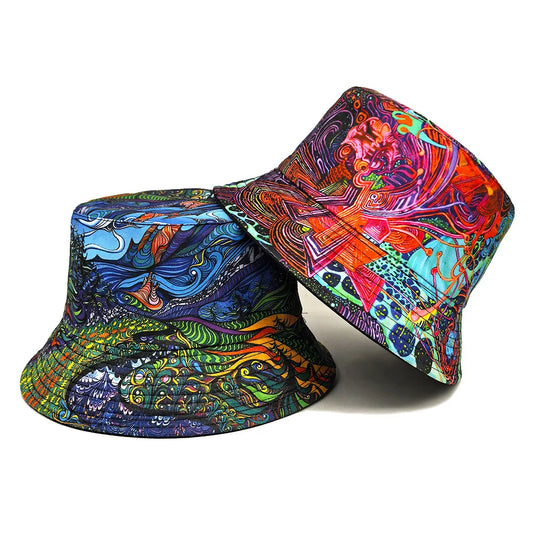 Retro Graffiti Print Hip Hop Street Bucket Hat