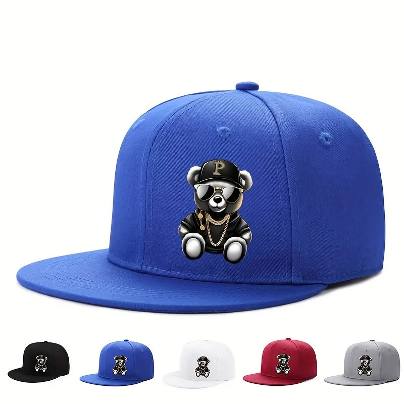 Adjustable Cartoon Bear Printed Hip Hop Baseball Cap Snapback Hat