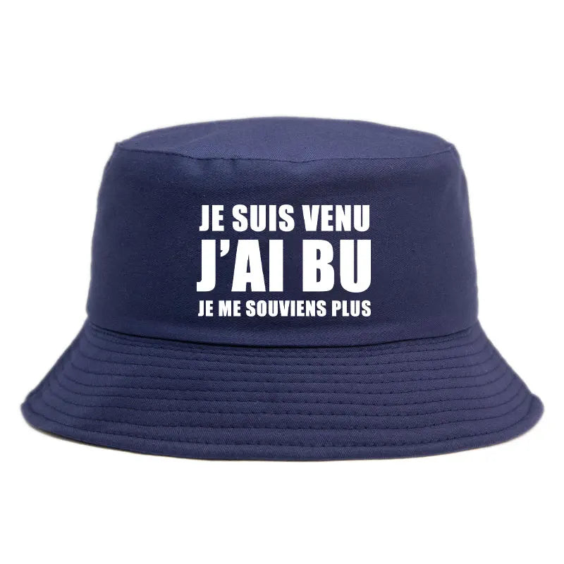 Chapeau Bob Réversible Je Suis Venu J’ai Bu Je Me Souviens Plus 8 Couleurs Adult Bucket Hat