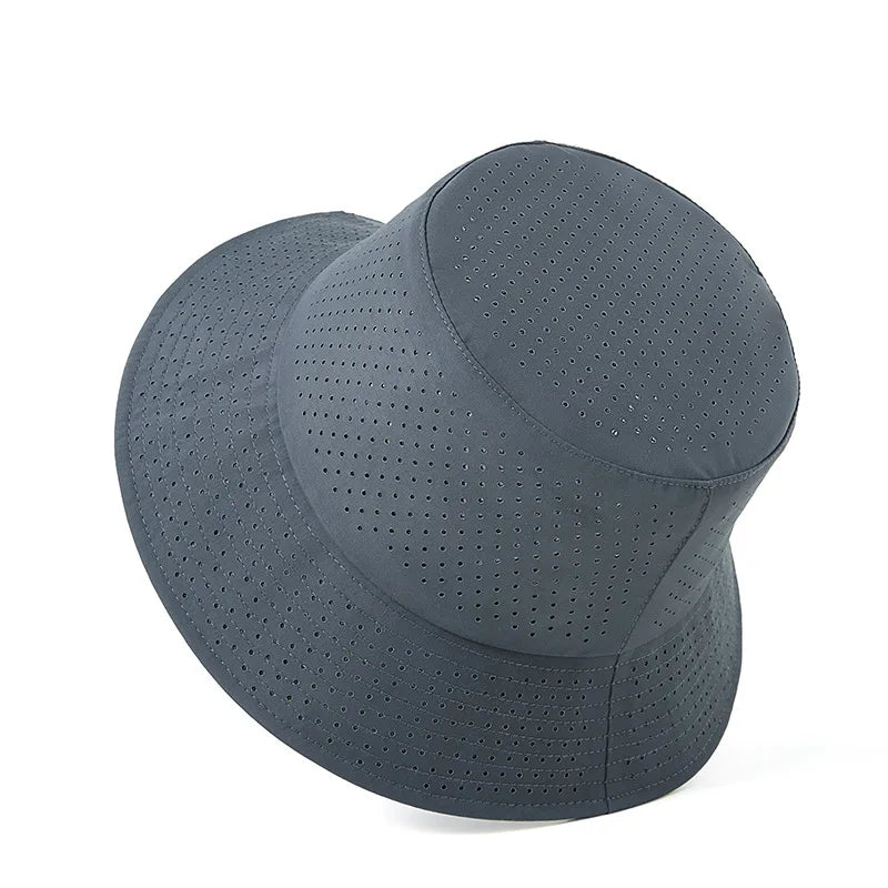 Summer Sun Hat Men Women Quick-drying Mesh Panama Cap Outdoor Flat Top Bucket Hat