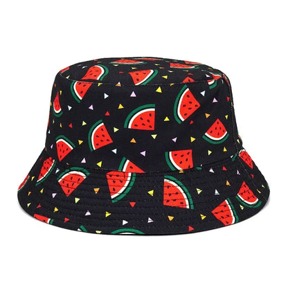Vintage Printed Fishing Hat Summer Fisherman Hat Reversible Watermelon Bucket Hats For Women Men