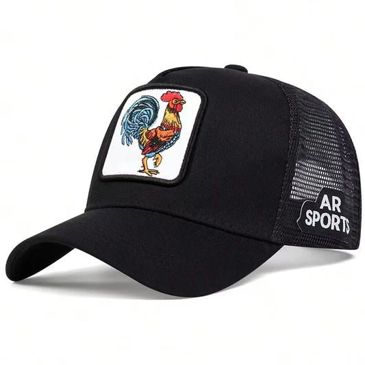 Spring New Animal Embroidery Net Rooster Hat Animal Baseball Hat