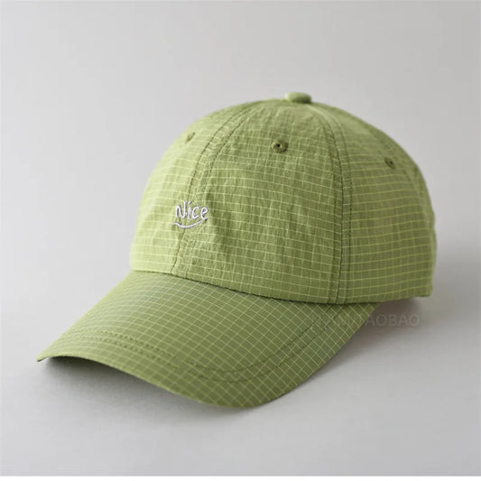 Quick Dry Baseball Cap With Letter Embroidery & Plaid