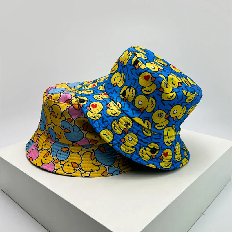 New Unisex Print Yellow Duck Bucket Hats