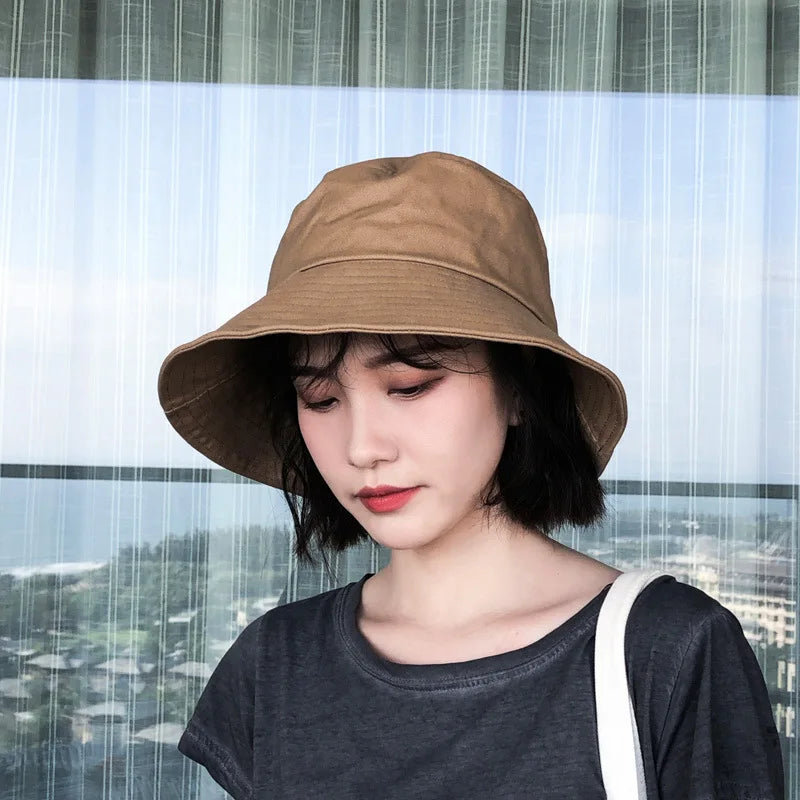 Summer Bucket Hat for Women Big Wide Brim Outdoor Soft Cotton Solid