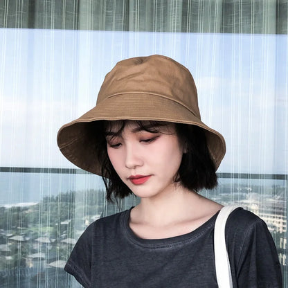Summer Bucket Hat for Women Big Wide Brim Outdoor Soft Cotton Solid