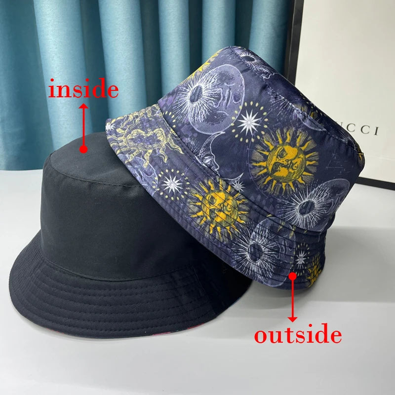 2024 New Bucket Hats Letter Embroidered Double-sided Fisherman