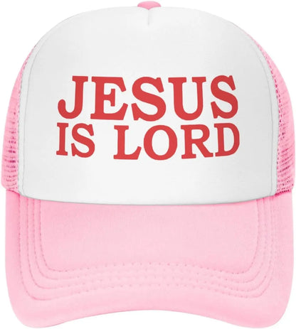 Jesus Is Lord Baseball Hat Pink Mesh Baseball Cap