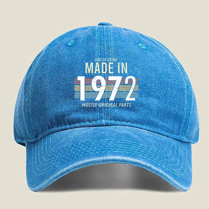 Made in 1972 Retro - Anniversary Art Washed Baseball Cap