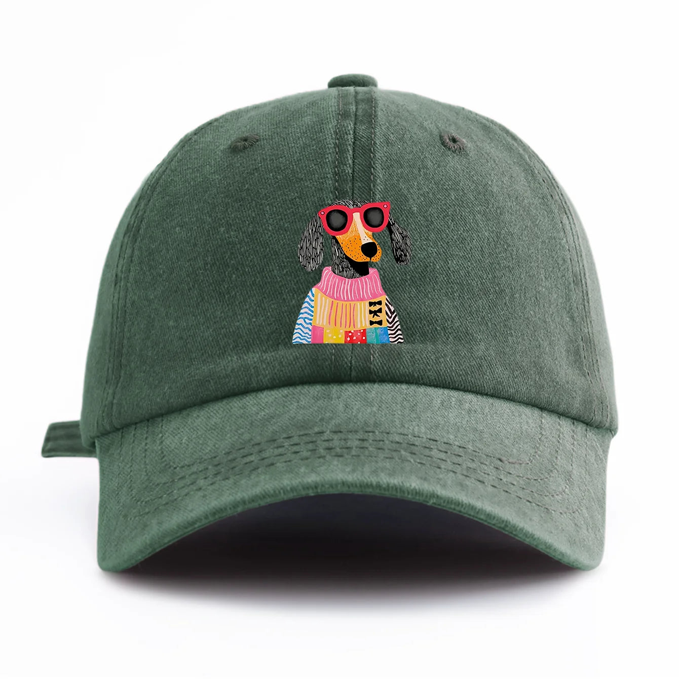 DOG Print Washed Baseball Cap For Adults