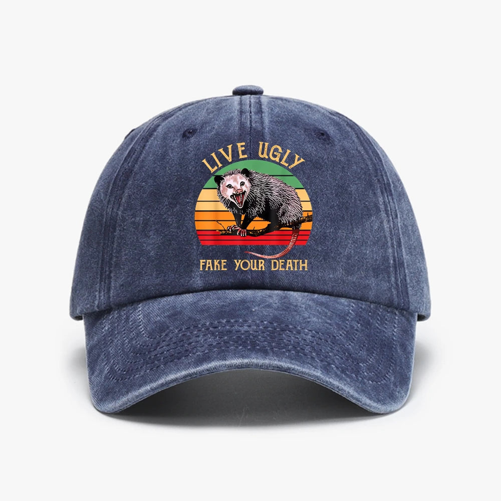 Live Ugly Fake Your Death Possum Kawaii Baseball Cap