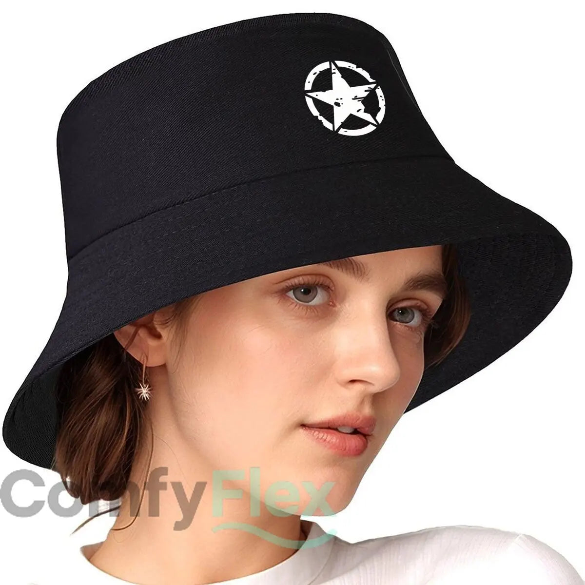 Distressed Star Vinyl Car Decal Fisherman Hat Bucket Hat