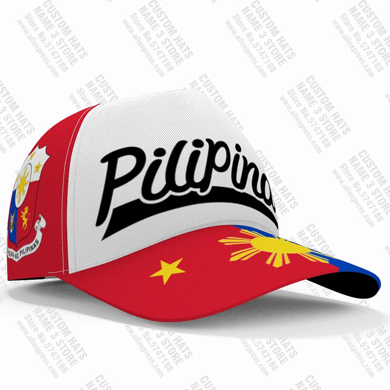 Philippines Baseball Caps Free Custom Name Team Logo Ph Hats Phl Country Travel Pilipinas Nation Filipino Flag